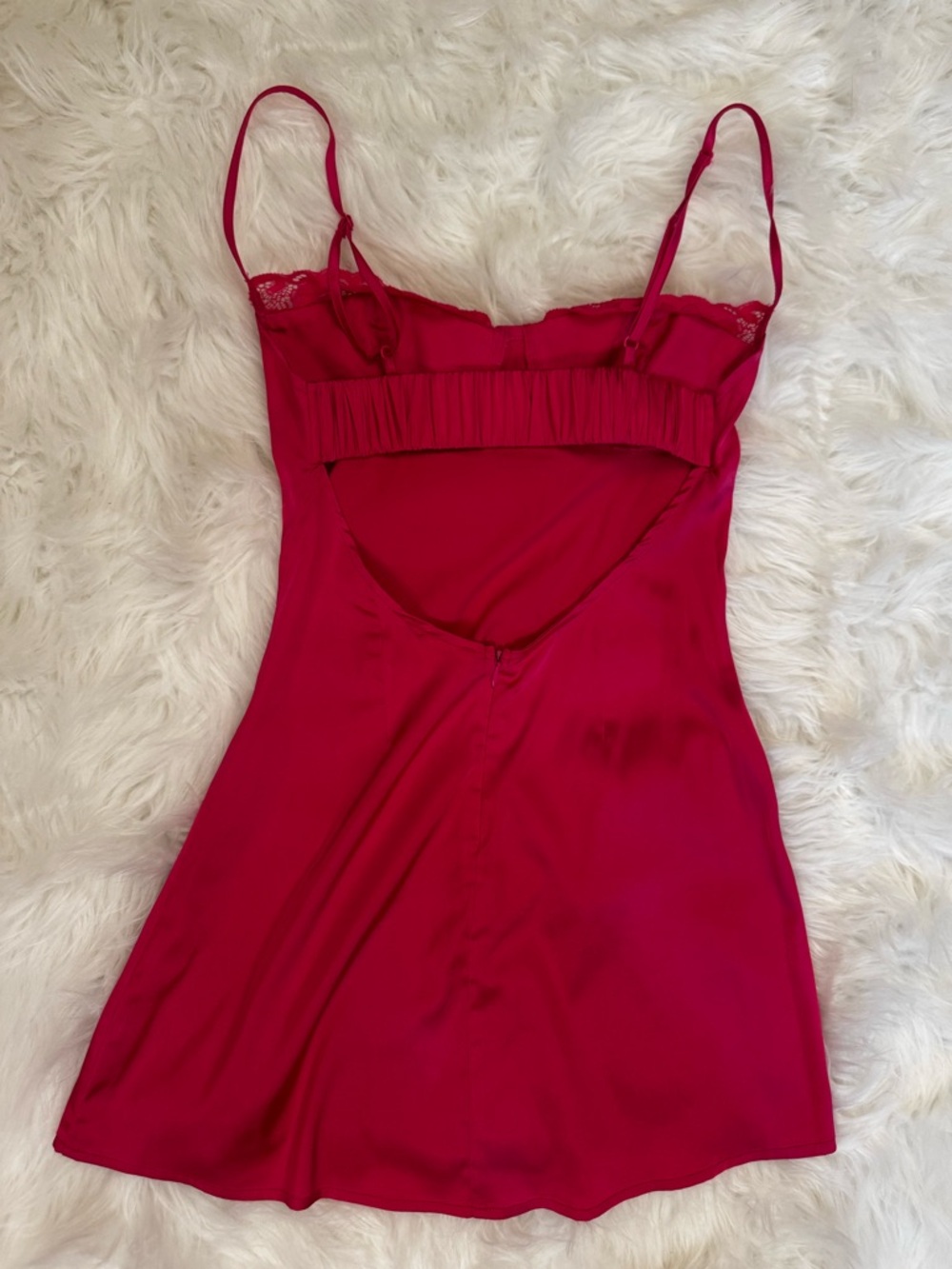 Superdown Hot Pink Satin Mini Dress NWT | Open Back Slip Dress XS - Picture 8 of 13